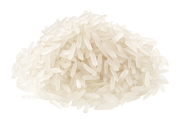 Pile of raw elongated white rice, isolated png
