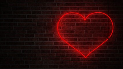 Heart Neon Sign Brick Wall