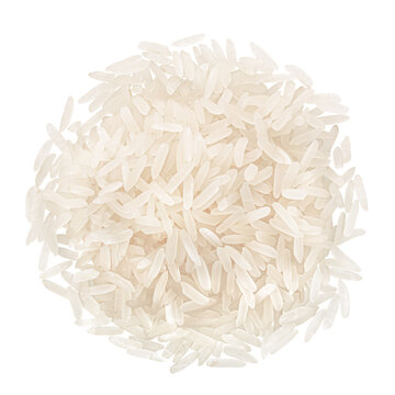 Pile of raw elongated white rice, isolated, top view png