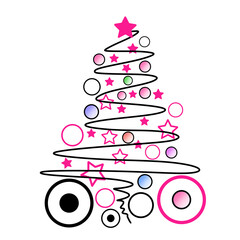 The Christmas Tree and Gift Line Art