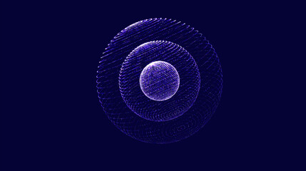 Technology grid sphere. Blue sphere consisting of points and lines. Modern wireframe elements. Vector illustration.