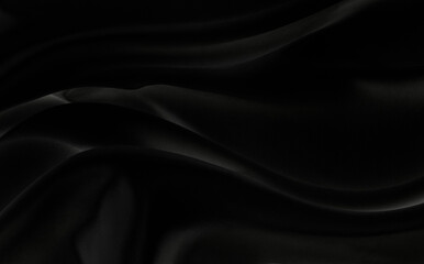 Black gray satin dark fabric texture luxurious shiny that is abstract silk cloth background with patterns soft waves blur beautiful.