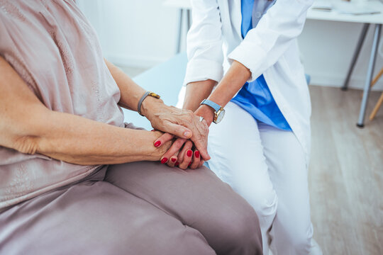 Parkinson disease patient, Alzheimer elderly senior, Arthritis person hand in support of nursing family caregiver care for disability awareness day, National care givers month, ageing society concept