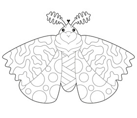 Children's simple black and white antistress coloring butterflies with ornaments for children's creativity