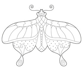 Children's simple black and white antistress coloring butterflies with ornaments for children's creativity