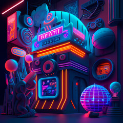 Obraz premium Fantastic Illustration: A Dreamlike Scene of Fantasy and Glow