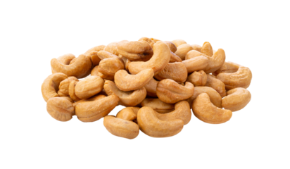 Roasted cashew nuts isolated on transparent png