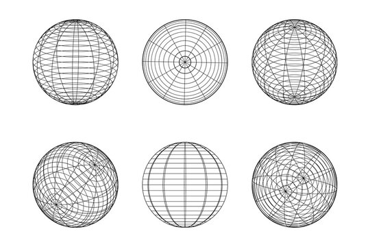 Geometric shape of sphere 3d design in technology style. Abstract circle vector illustration.