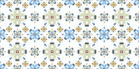 Traditional ornate portuguese decorative tiles azulejos. Abstract background. Vector hand drawn illustration, typical tiles, Ceramic tile