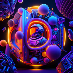 Obraz premium Fantastic Illustration: A Dreamlike Scene of Fantasy and Glow