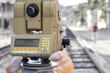 Theodolite instrument for measuring land angles during construction.