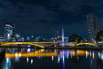Fototapeta na wymiar 天神橋ウォーターフロント ブルー系の夜景