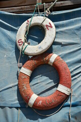 Full frame view of lifebelts