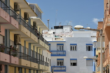 Fototapeta na wymiar Low angle view of modern building in Armacao de Pera