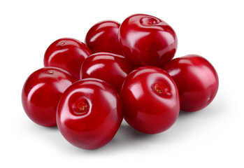 Cherry. Sour cherries on white background. Cherry with clipping path. Cherri full depth of field.