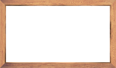 Rectangle wooden picture frame on transparent background