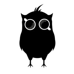 A creative logo for a coffee shop with the silhouette of an owl and eyes from mugs of black coffee with foam. Marketing material, banner concept for a website, template menu cover.