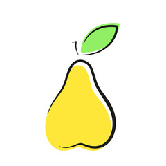 Pear doodle drawing. Hand drawn element isolated on white background. Best for web, print, package, advertising, logo creating and branding design.