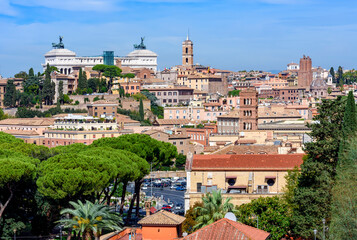 Fototapeta premium Rome cityscape seen from Aventine hill, Italy