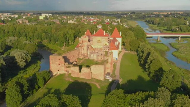 Bauska Castle Museum Pilskalna iela Latvia aerial 