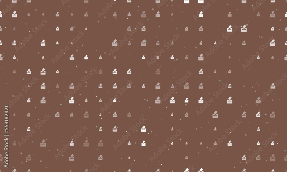 Poster seamless background pattern of evenly spaced white vote symbols of different sizes and opacity. vect