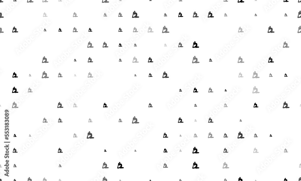 Poster seamless background pattern of evenly spaced black yoga stretching pose symbols of different sizes a