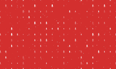 Seamless background pattern of evenly spaced white samurai symbols of different sizes and opacity. Vector illustration on red background with stars
