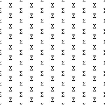 Square seamless background pattern from black sigma symbols. The pattern is evenly filled. Vector illustration on white background