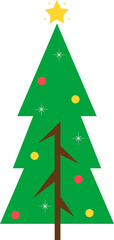 Christmas Tree. Christmas Tree and Glowing Star. Christmas Tree Illustration.