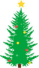 Christmas Tree. Christmas Tree and Glowing Star. Christmas Tree Illustration.