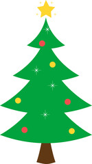 Christmas Tree. Christmas Tree and Glowing Star. Christmas Tree Illustration.