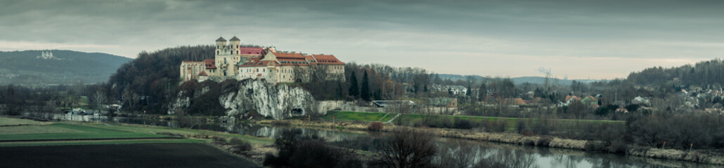 View of Benedictines Abbey in Tyniec and Vistula River.