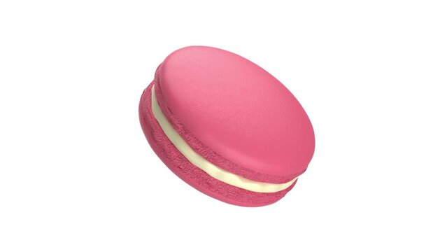 Strawberry flavored macaron filled with white chocolate cream