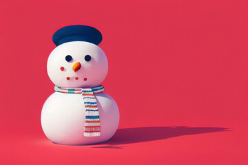 snowman with red ribbon