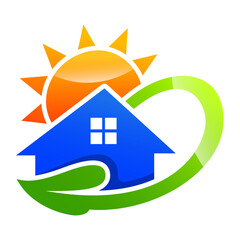 Sun Home icon logo modern vector 