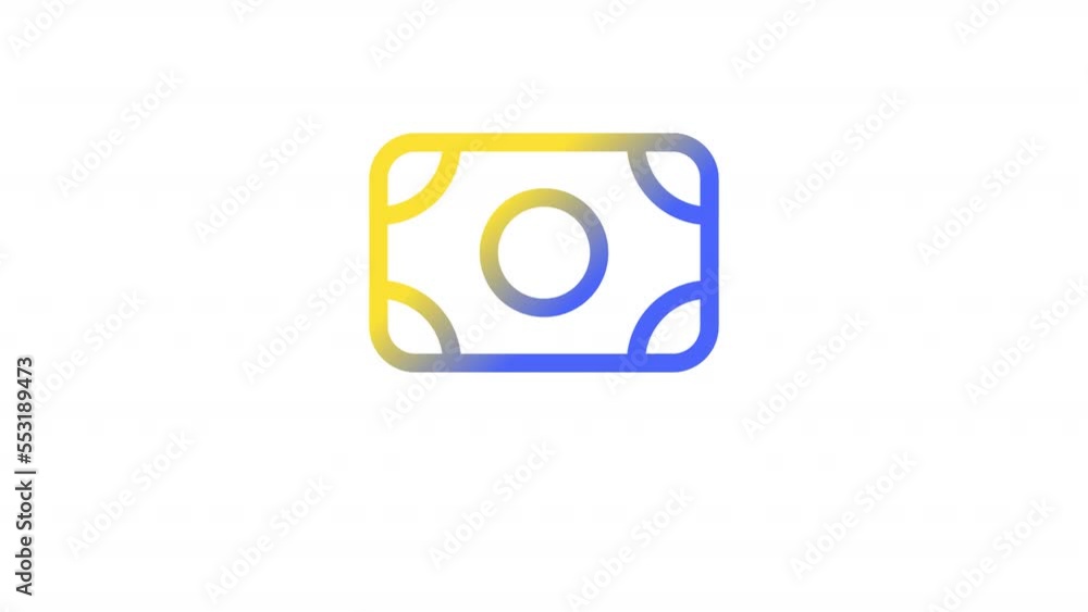 Poster animated banknote gradient ui icon. pile of money. finance. seamless loop hd video with alpha channe