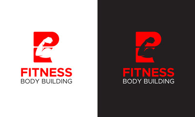 B Letter Fitness gym bodybuilding workout logo design