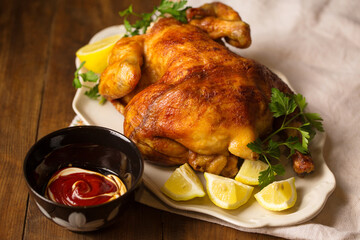 Fried chicken with sauce