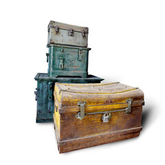 old vintage wooden box isolated on white isolated on white background. This has clipping path.