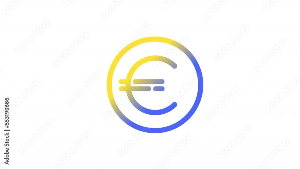Poster animated eurocent gradient ui icon. money. currency exchange. seamless loop hd video with alpha chan