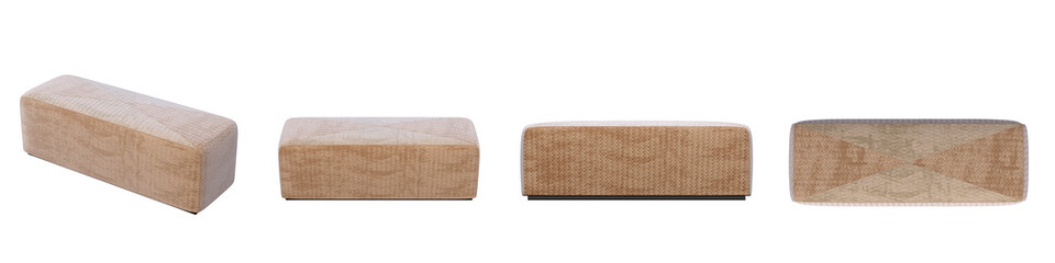 ottoman pouf isolated on white background, interior furniture, 3D illustration, cg render