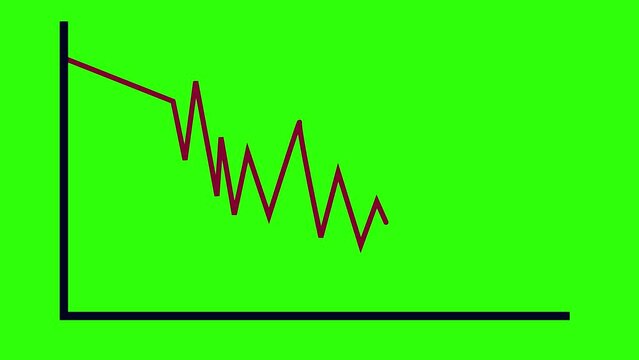 down progress video animation red down graphic in green sceen background and in white background