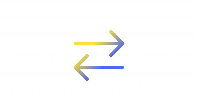 Animated arrows gradient ui icon. Financial transaction. Seamless loop HD video with alpha channel on transparent background. Line color user interface symbol motion graphic animation
