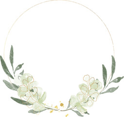 Watercolor eucalyptus leaf gold wreath