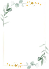 Watercolor leaf gold wreath frame © TWINS DESIGN STUDIO