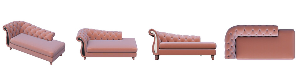 ottoman pouf isolate on a transparent background, interior furniture, 3D illustration, cg render