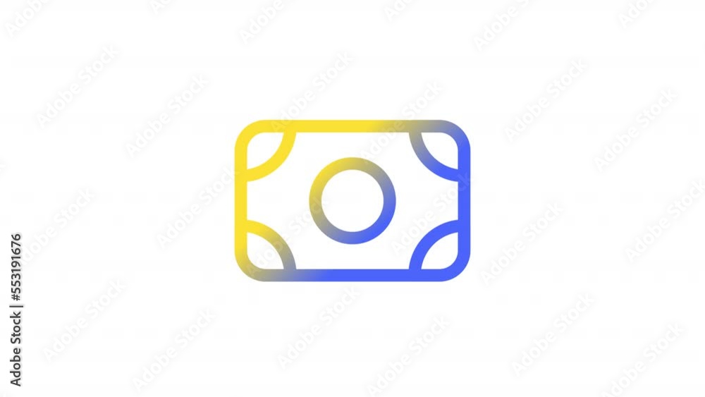 Poster animated cash gradient ui icon set. dollar banknotes. seamless loop hd video with alpha channel on t