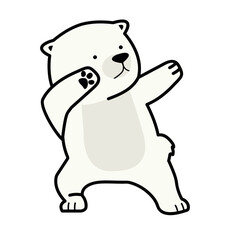 Cute polar Bear dabbing movement icon