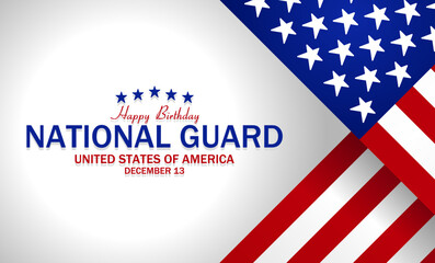 Happy birthday National Guard United States theme  lettering. Vector illustration. Suitable for Poster, Banners, background and greeting card. 