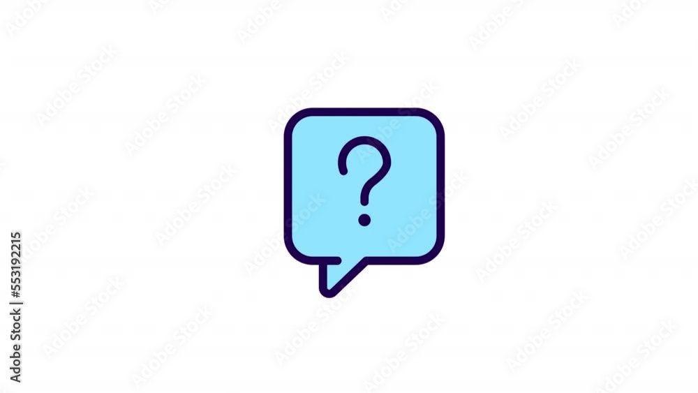 Poster animated ask question color icon. speech balloon with confusion mark. look for answer. seamless loop